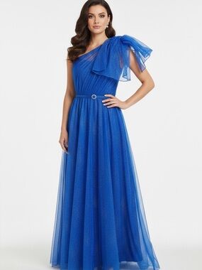 one shoulder Glitter Organza Ball Gown junior SZ 7/8